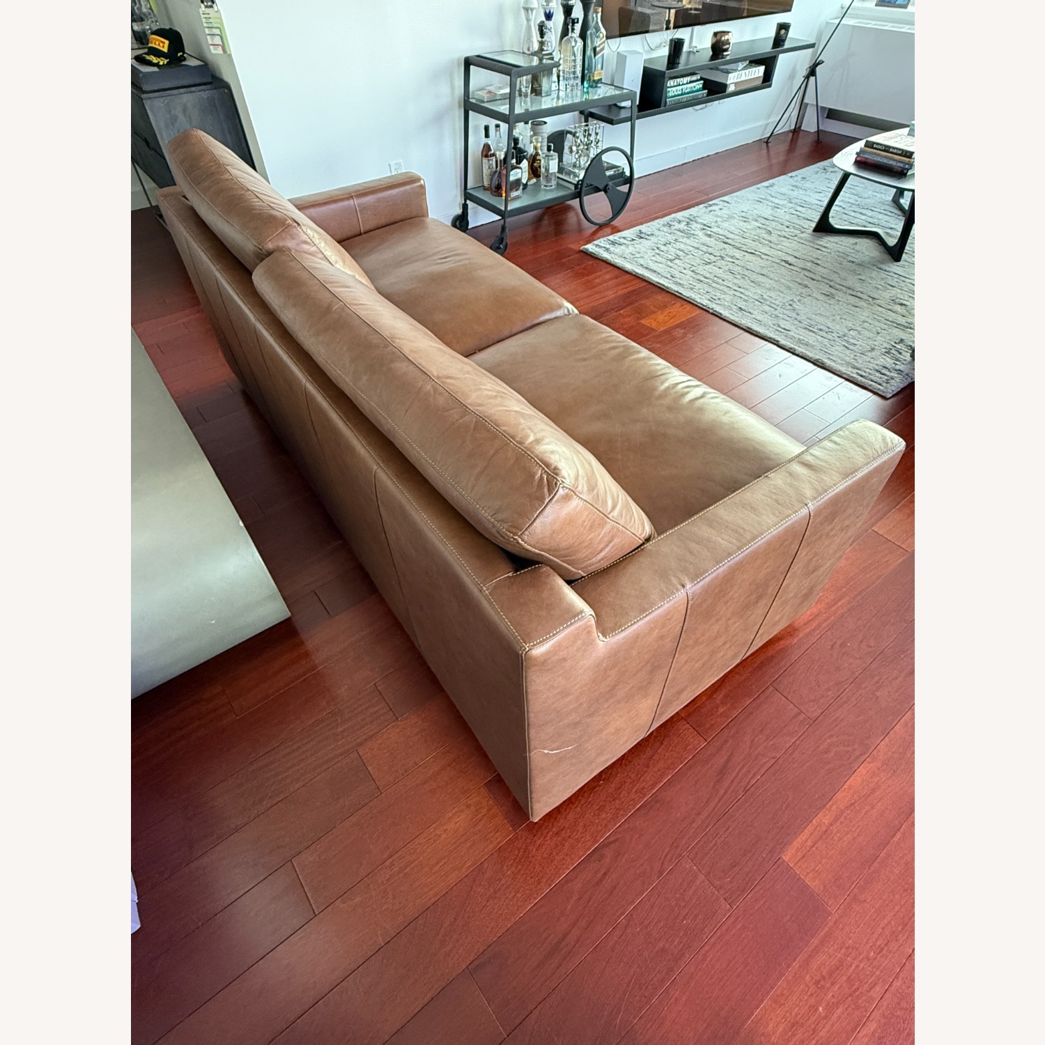 AllModern Light Brown Leather 2 Seater Sofa - image-2