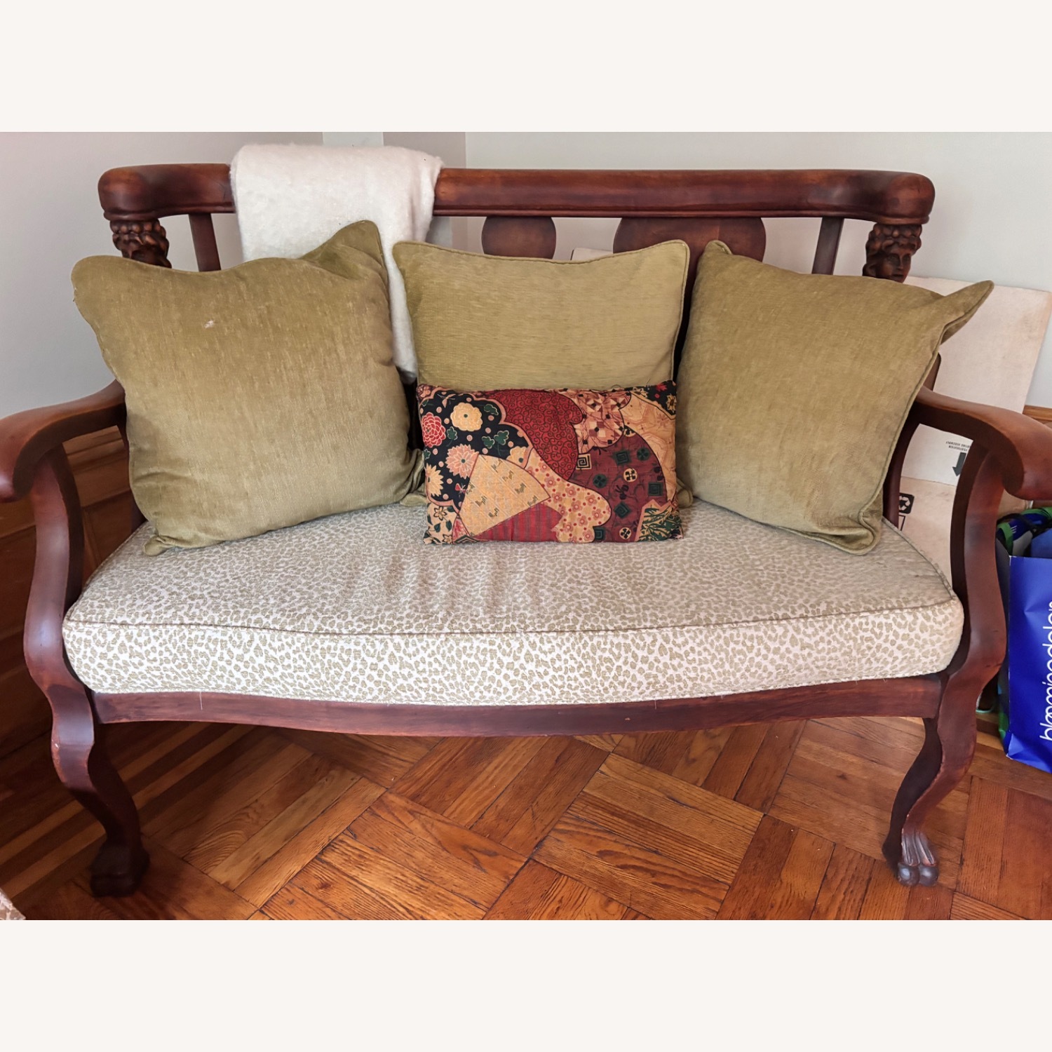 Vintage/Antique Dark Brown Wood Bench - image-3