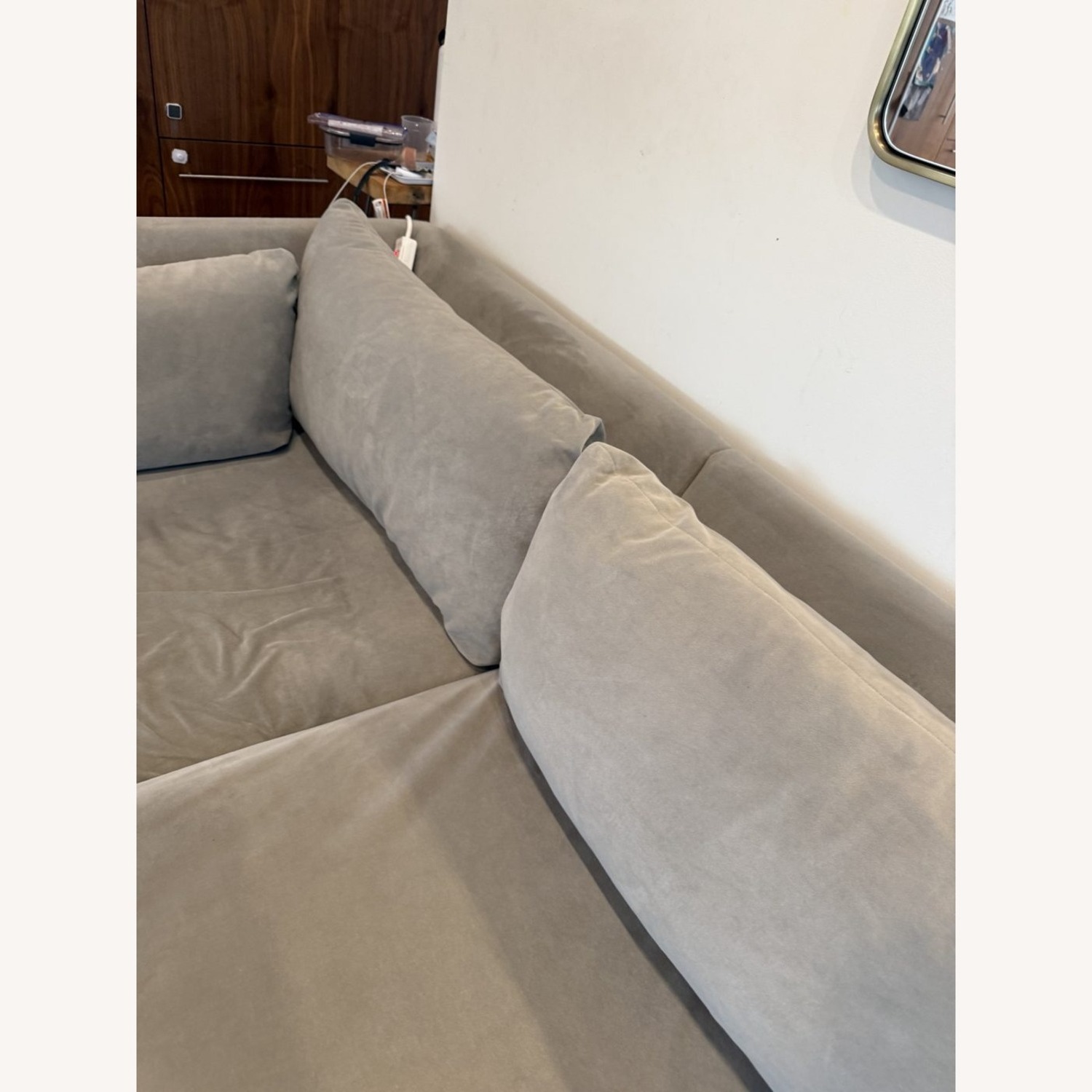 West Elm Shelter Sectional + Ottoman, Gray Velvet - image-7