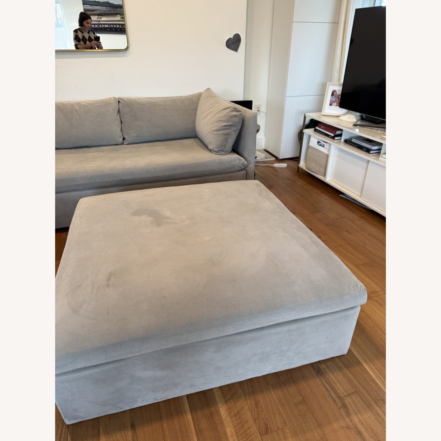 West Elm Shelter Sectional + Ottoman, Gray Velvet - image-8