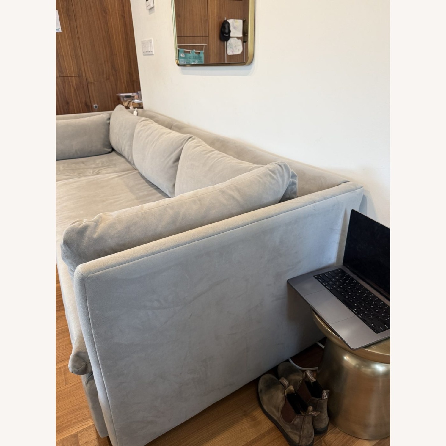 West Elm Shelter Sectional + Ottoman, Gray Velvet - image-9