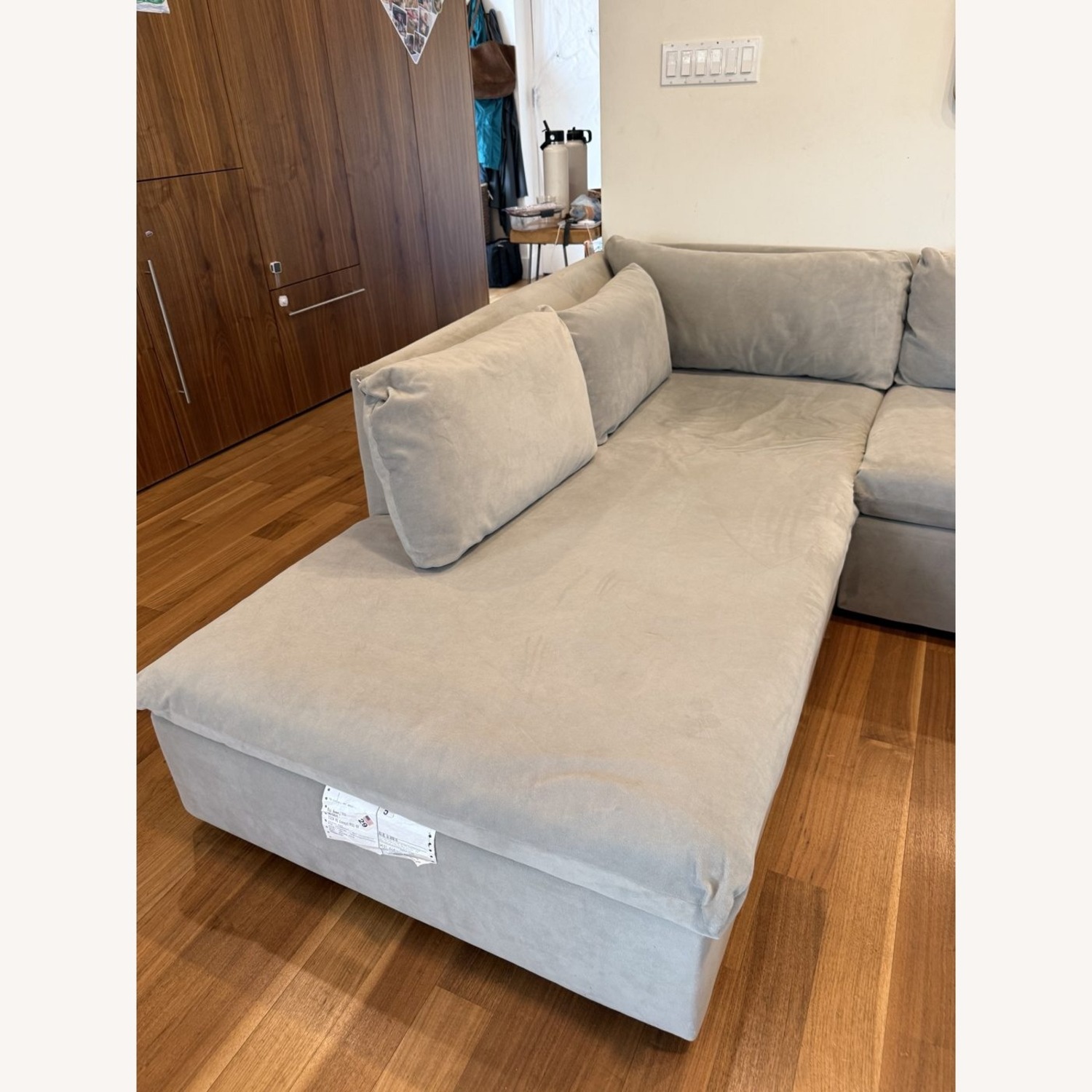 West Elm Shelter Sectional + Ottoman, Gray Velvet - image-3