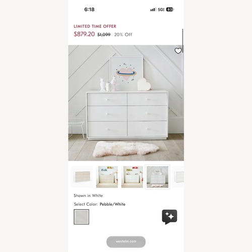 Used West Elm Kids White Wood Dresser for sale on AptDeco
