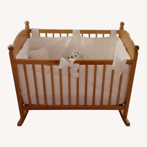 Used Jacadi Natural Wood Cradle with Canopy for sale on AptDeco