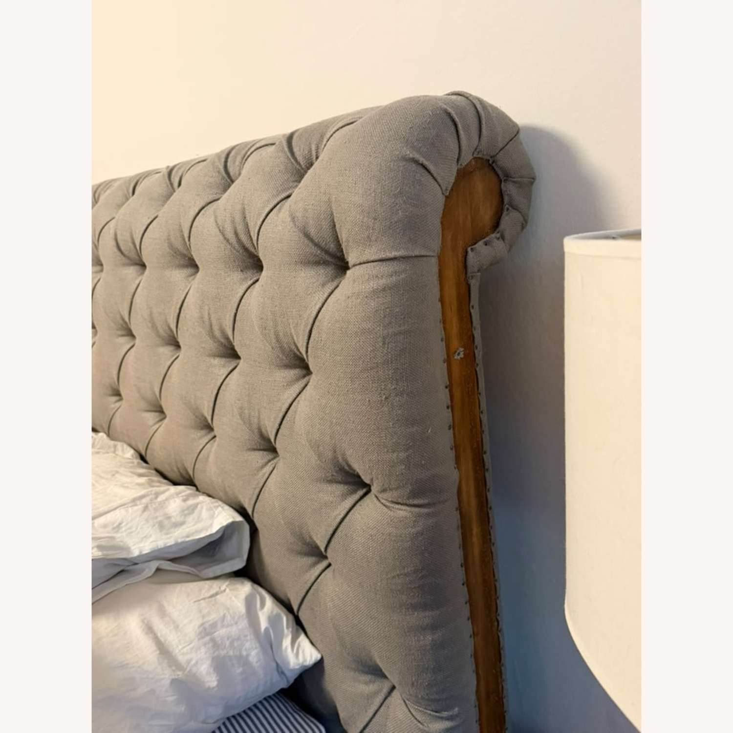 Restoration Hardware Chesterfield Light Gray Fabric King Bed - image-2
