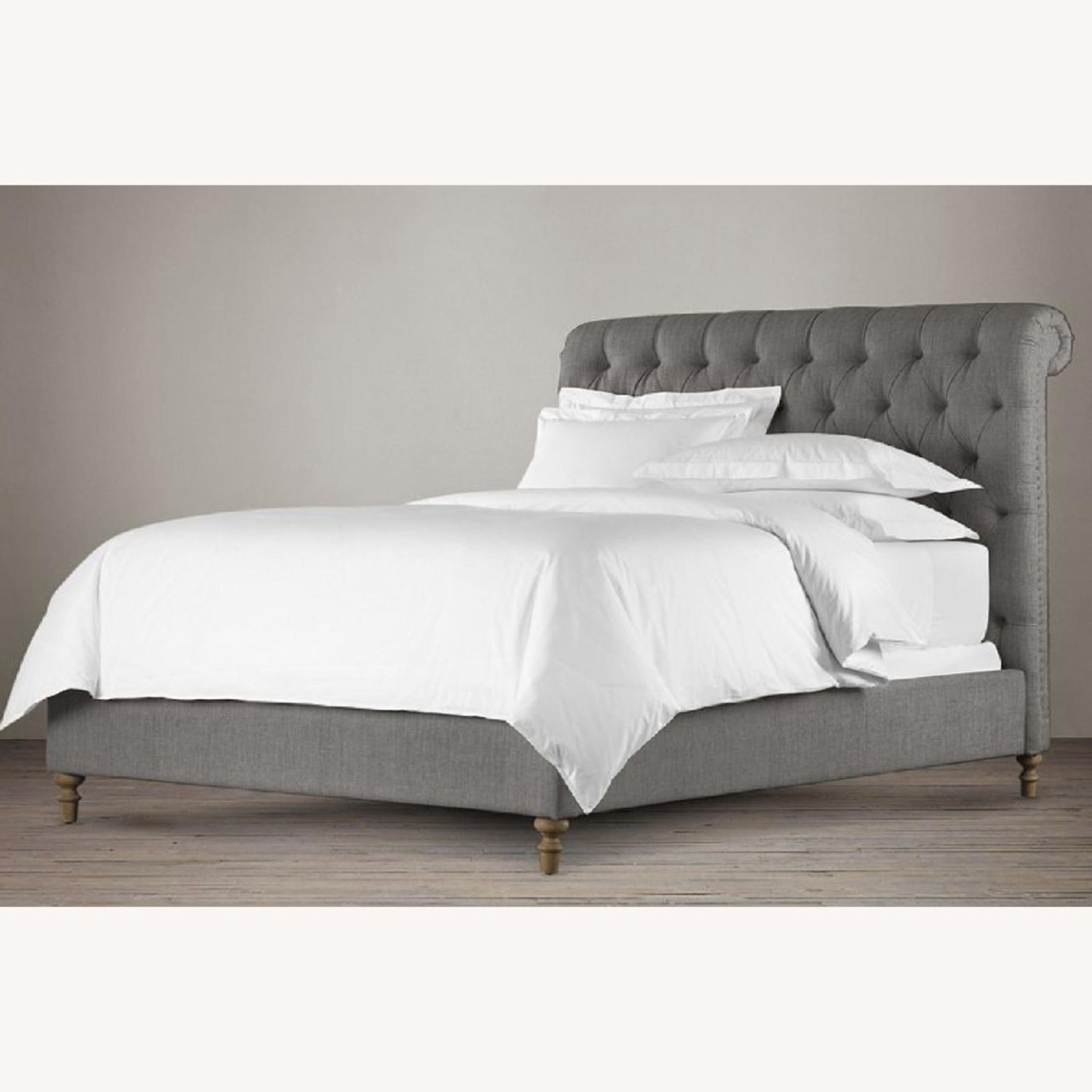 Restoration Hardware Chesterfield Light Gray Fabric King Bed - image-1