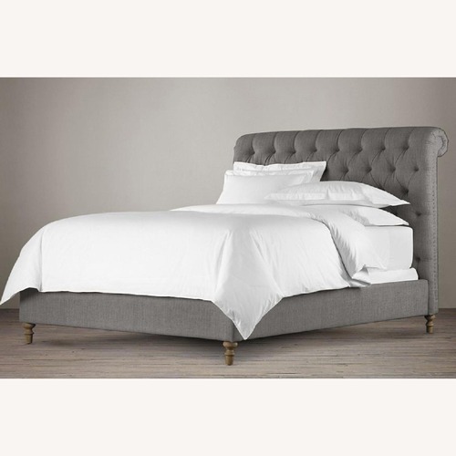 Used Restoration Hardware Chesterfield Light Gray Fabric King Bed for sale on AptDeco