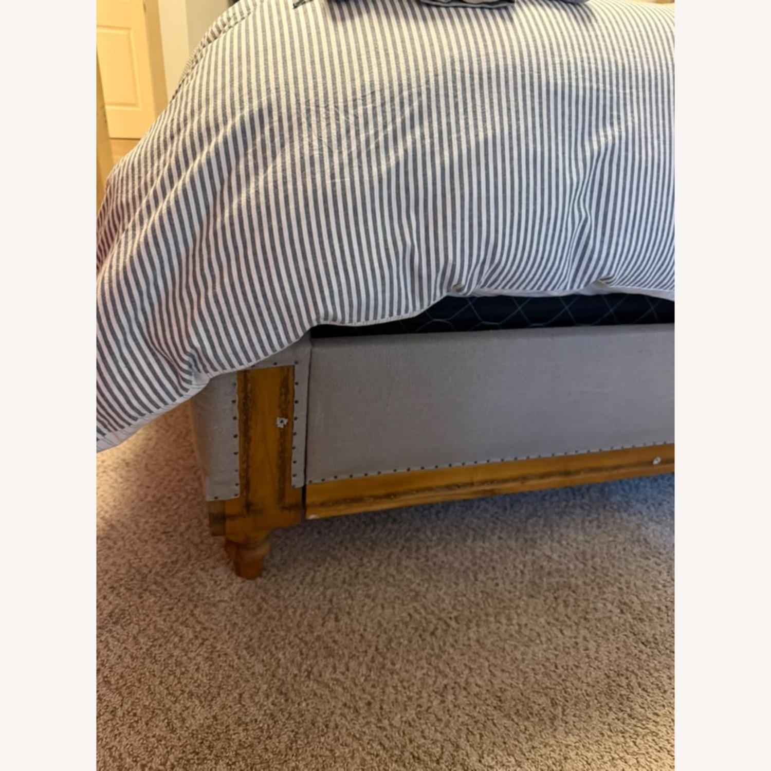 Restoration Hardware Chesterfield Light Gray Fabric King Bed - image-3