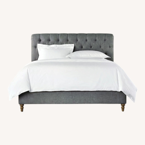Used Restoration Hardware Chesterfield Light Gray Fabric King Bed for sale on AptDeco