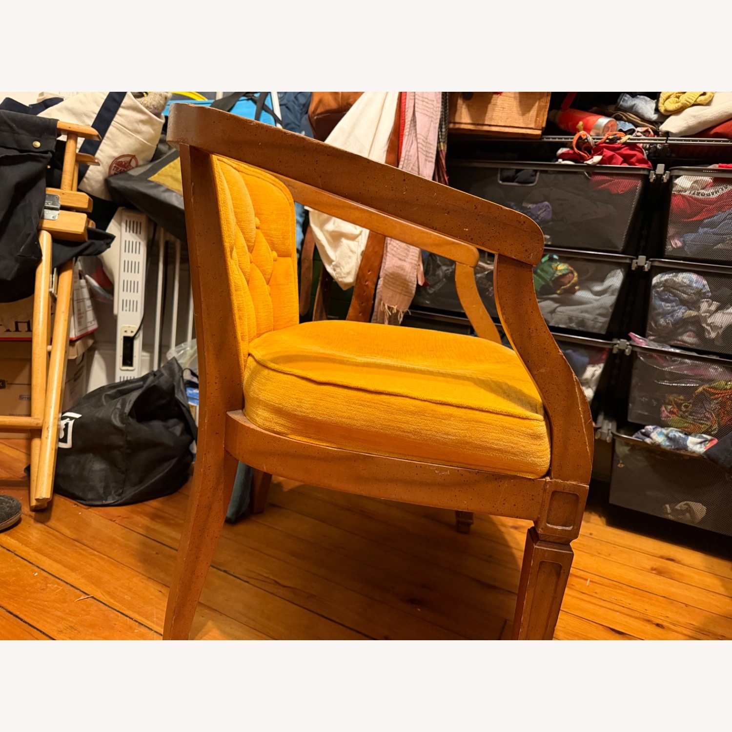 Mid Century Marigold Velvet Armchair - image-2