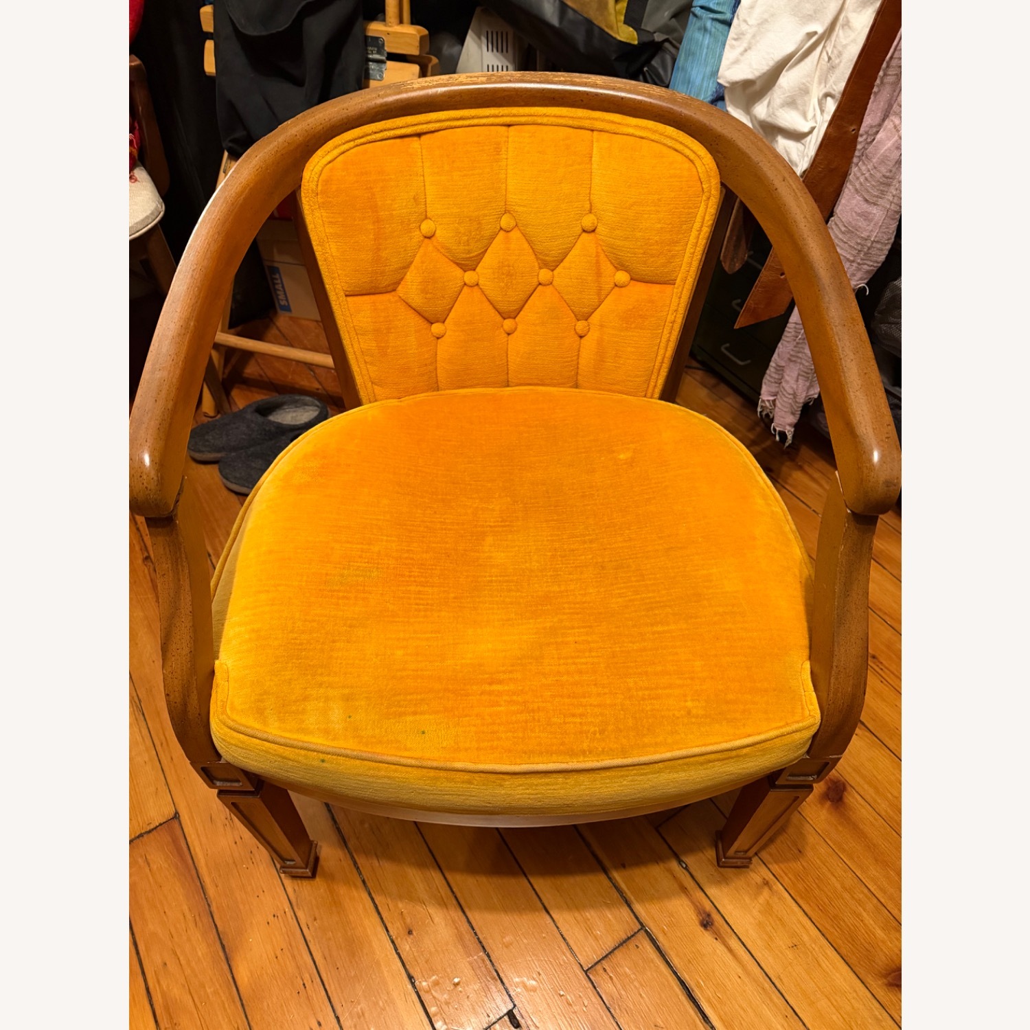 Mid Century Marigold Velvet Armchair - image-1