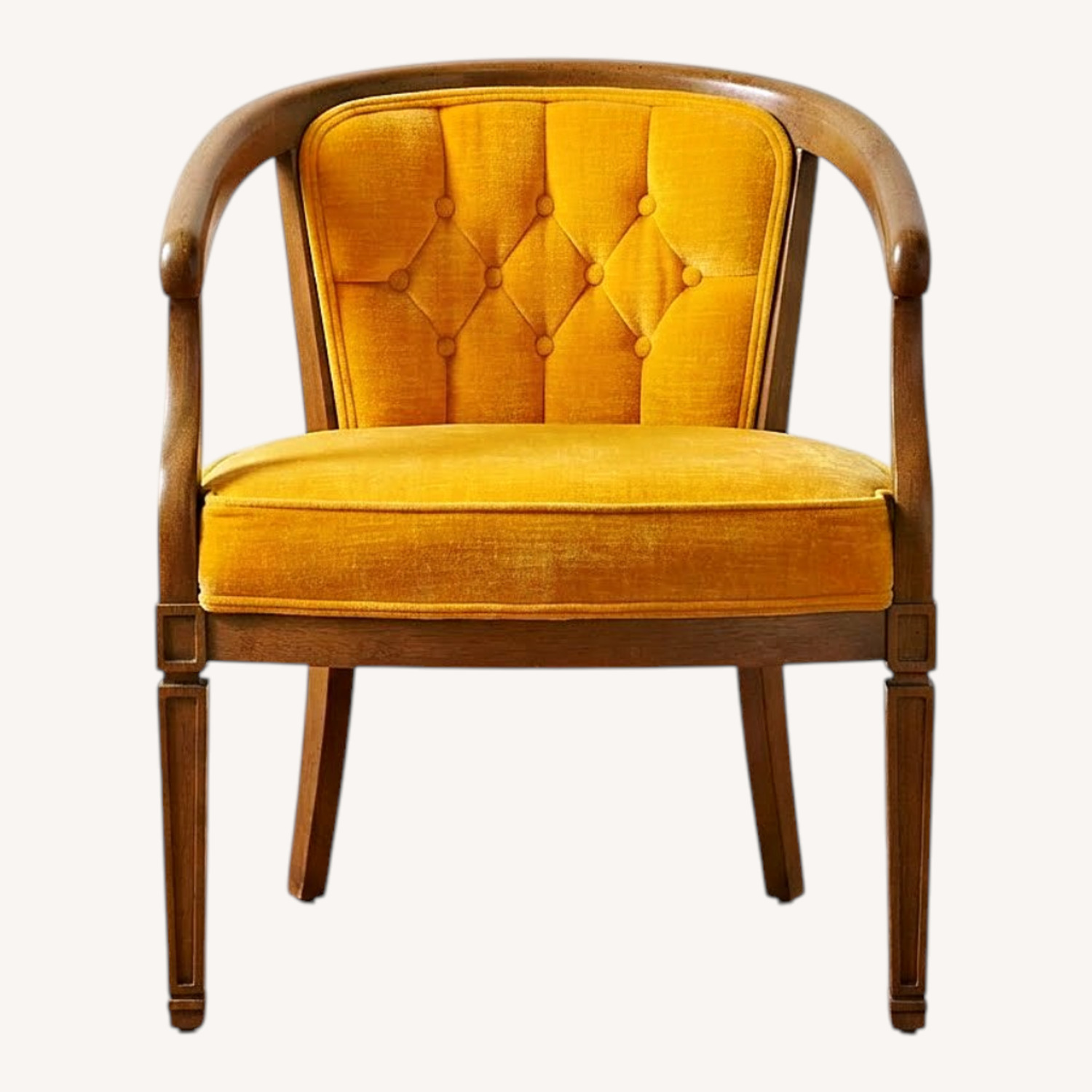 Mid Century Marigold Velvet Armchair - image-0