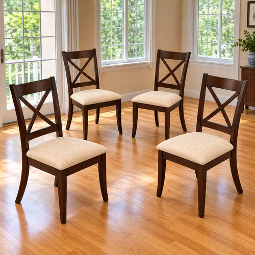 Used Set of 4 Dark Brown Wood Dining Chairs for sale on AptDeco