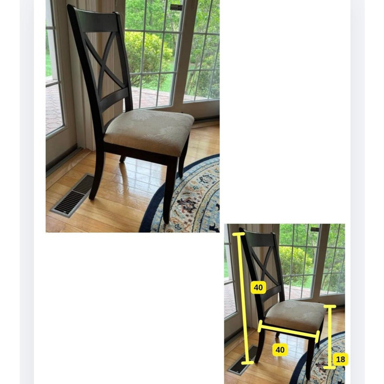 Set of 4 Dark Brown Wood Dining Chairs - image-3