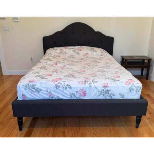Used Gray Upholstered Bed Frame for sale on AptDeco