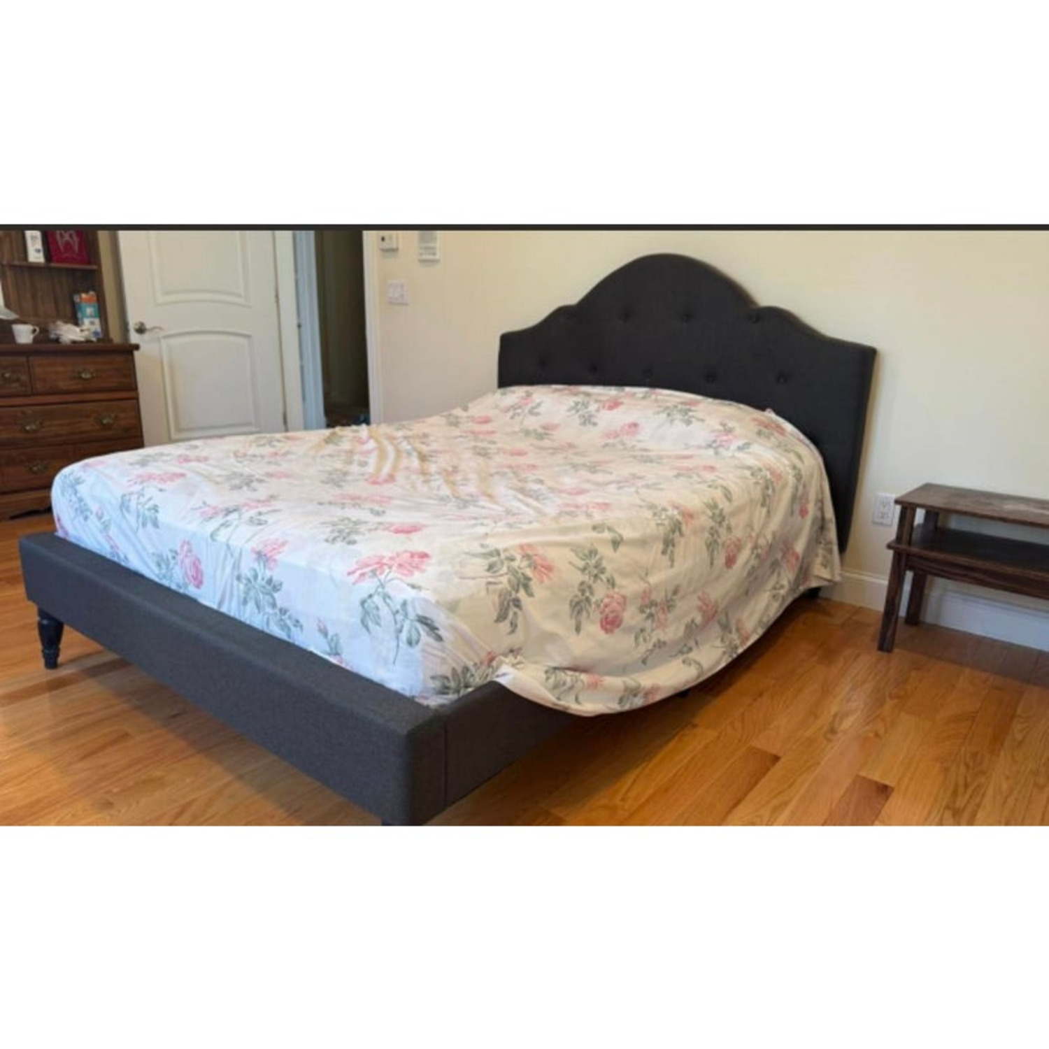 Gray Upholstered Bed Frame - image-2