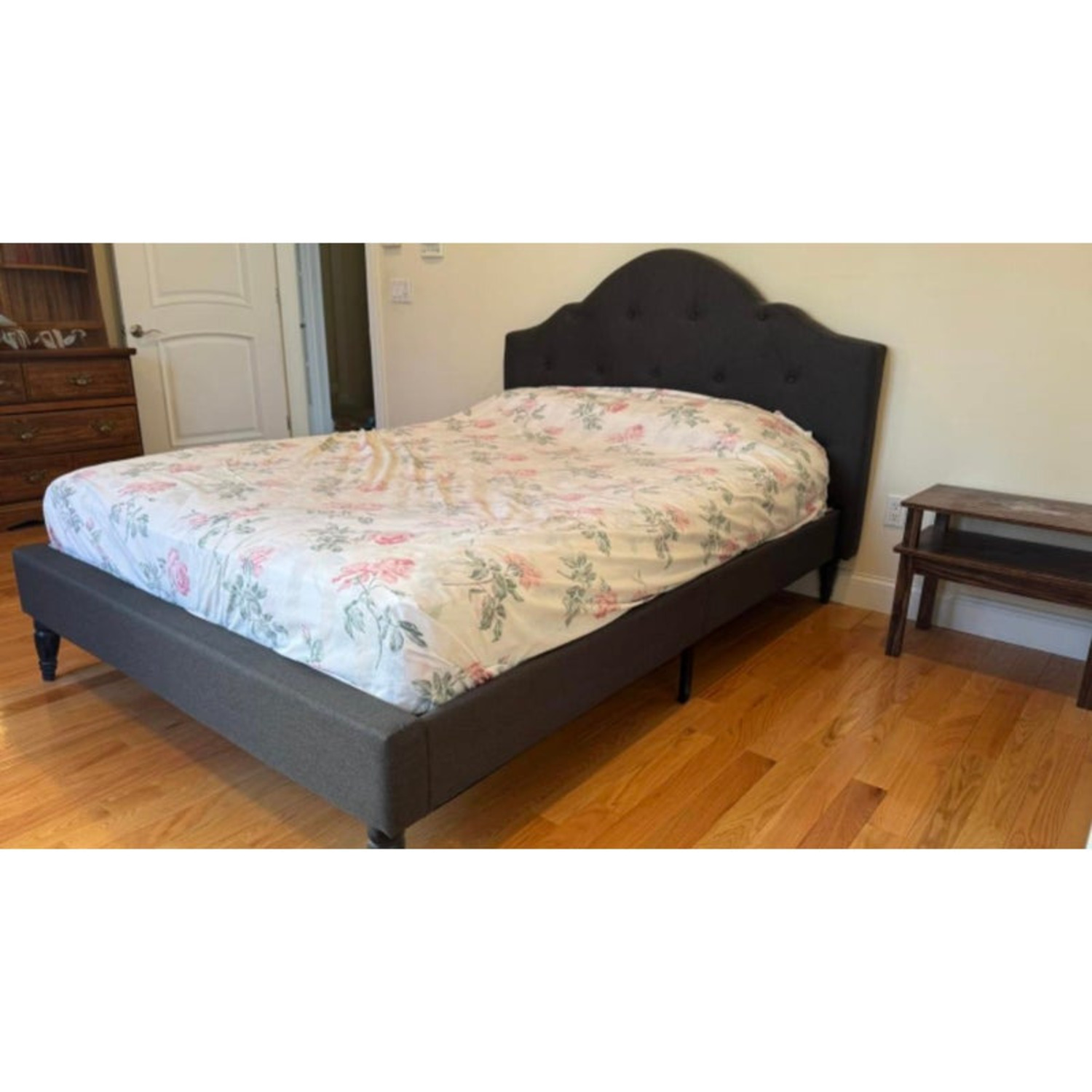 Gray Upholstered Bed Frame - image-5