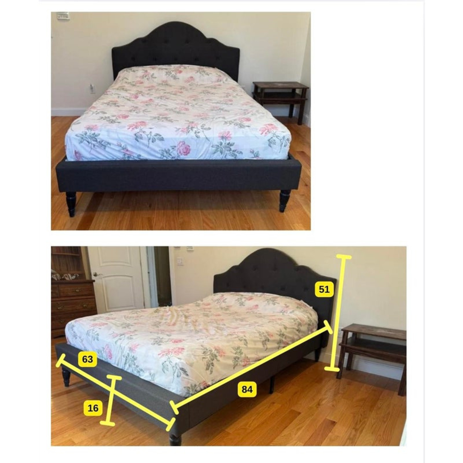 Gray Upholstered Bed Frame - image-3