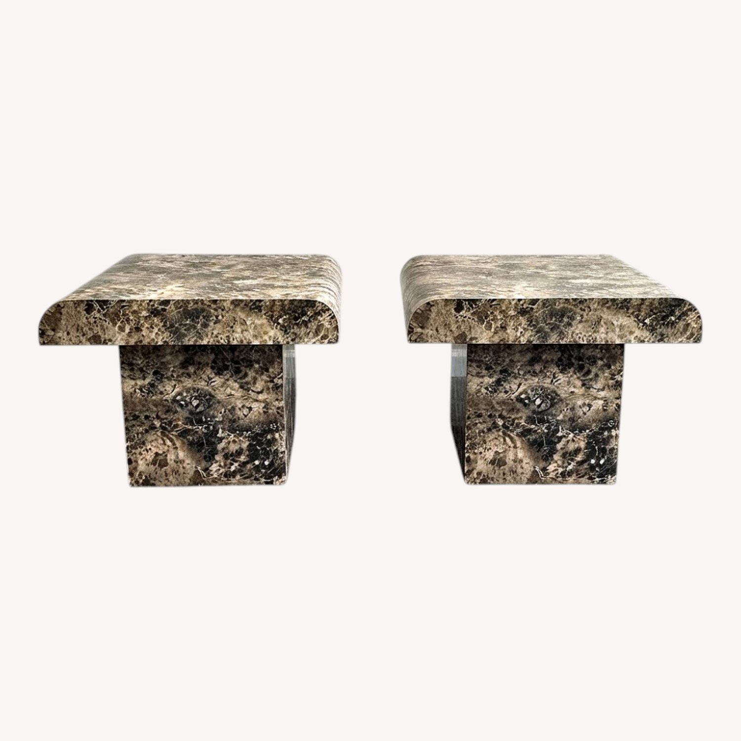 Set of 2 Marble Effect End Tables - image-0