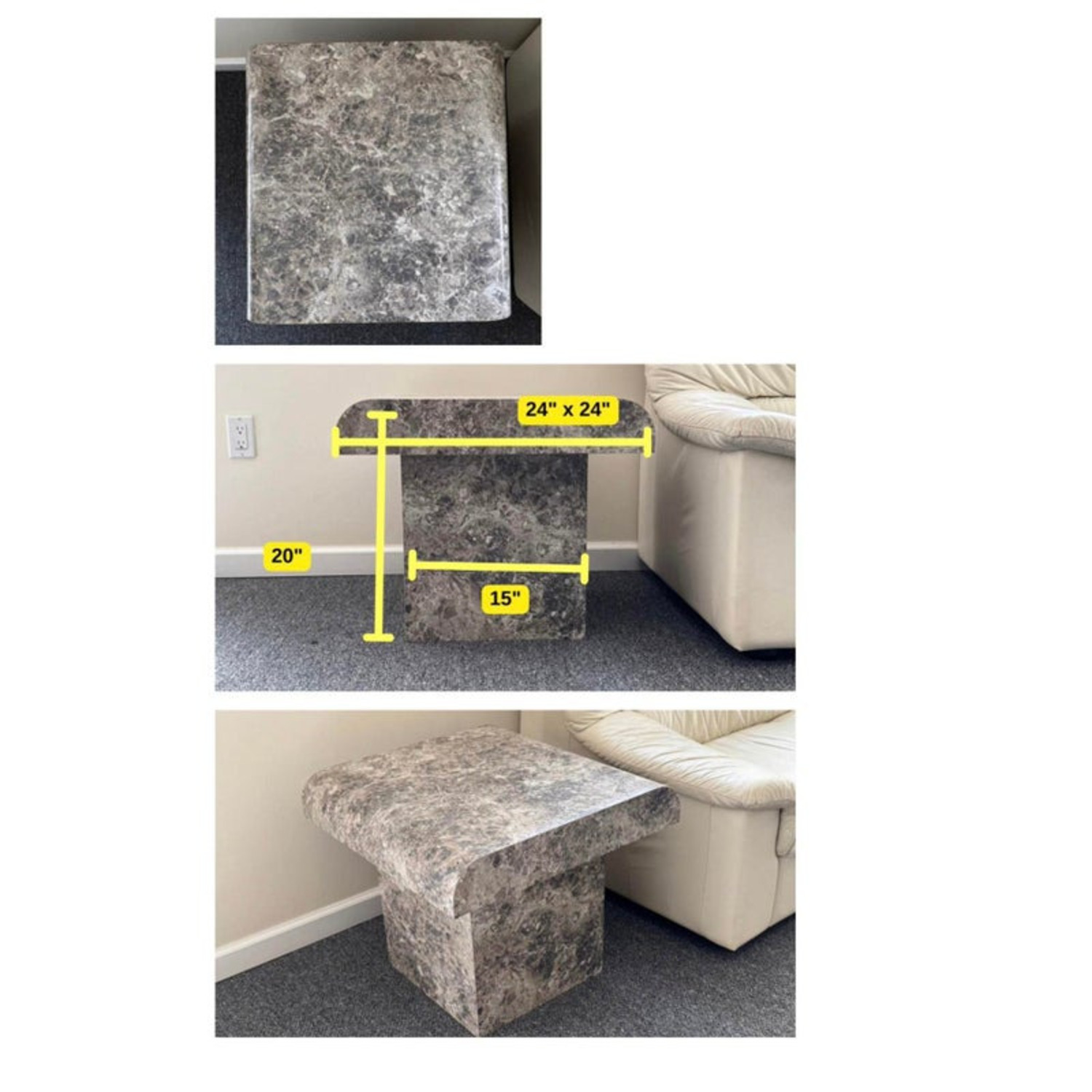 Set of 2 Marble Effect End Tables - image-5