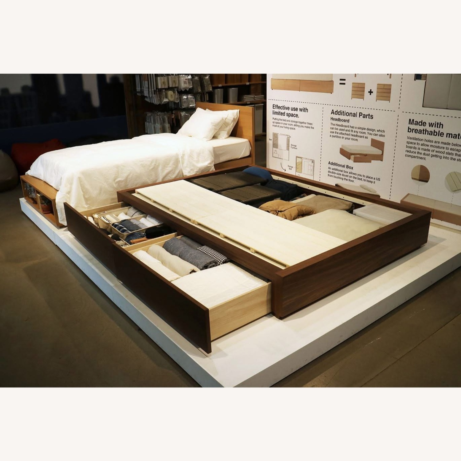 Muji Walnut Natural Wood Double Bed - image-18