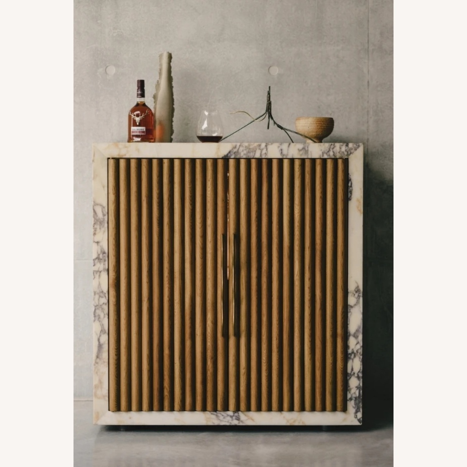 Wood and Marble Style Finish Bar Cart - image-5