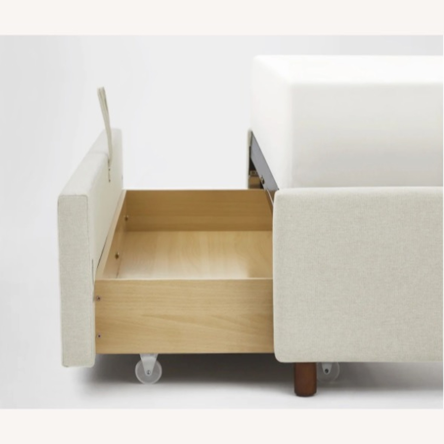 Natural Linen Full Sized Bed Frame with Storage - image-4