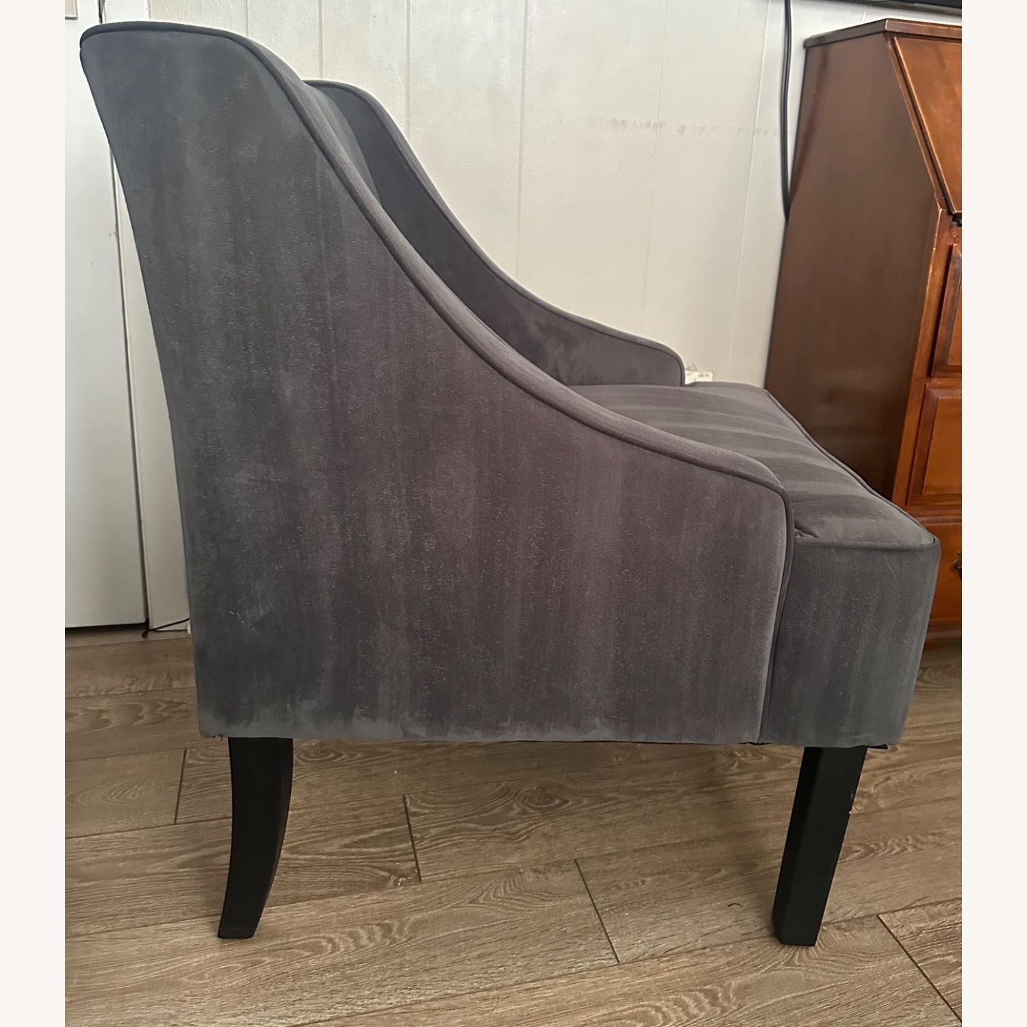 Dark Gray Velvet Accent Chair - image-3