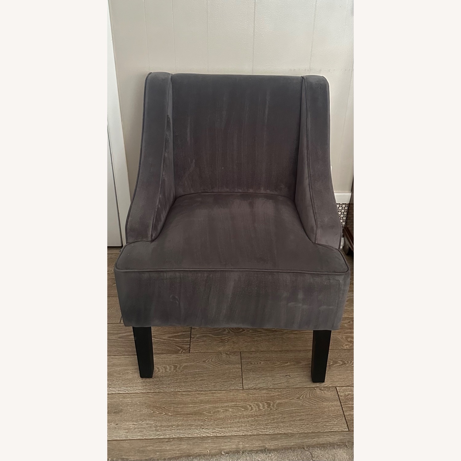 Dark Gray Velvet Accent Chair - image-2