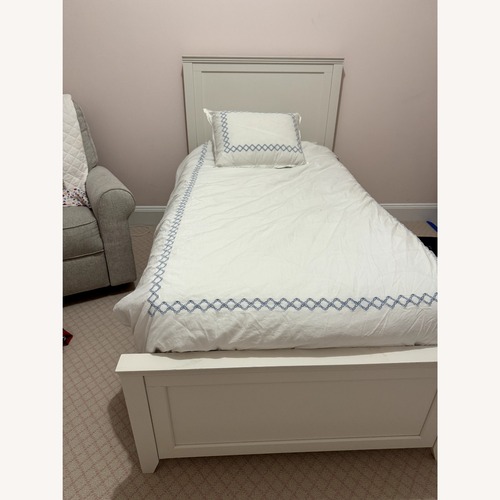 Used Pottery Barn Teen Hampton White Wood Twin Bed for sale on AptDeco