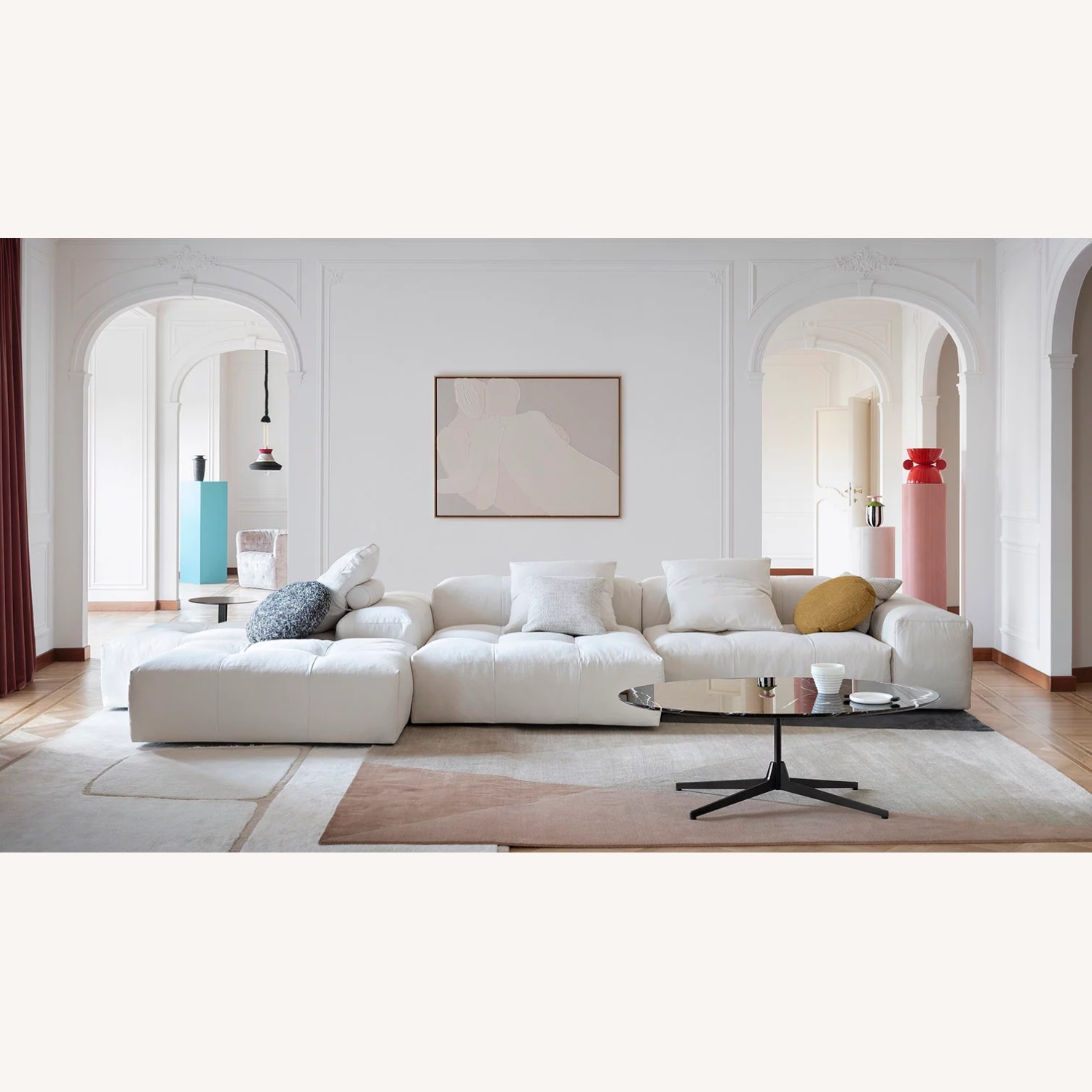 Saba Italia Light Gray Fabric 2 Piece Sectional - image-6