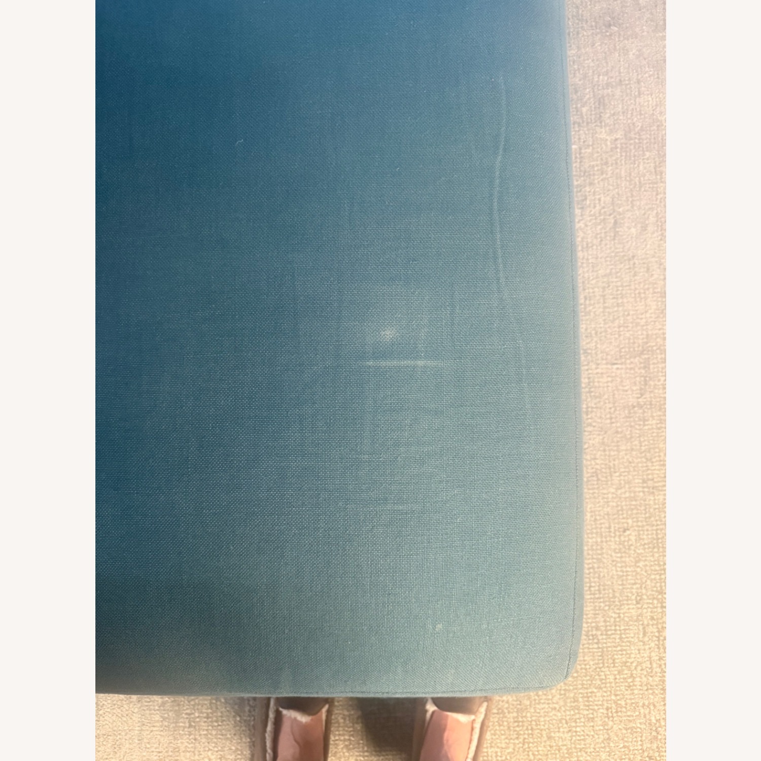 Blue Linen Chairs + Ottomans - image-4