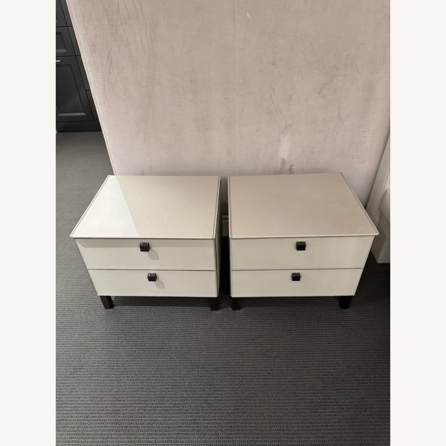 Poltrona Frau Ivory Leather 2-Drawer Nightstands - image-4