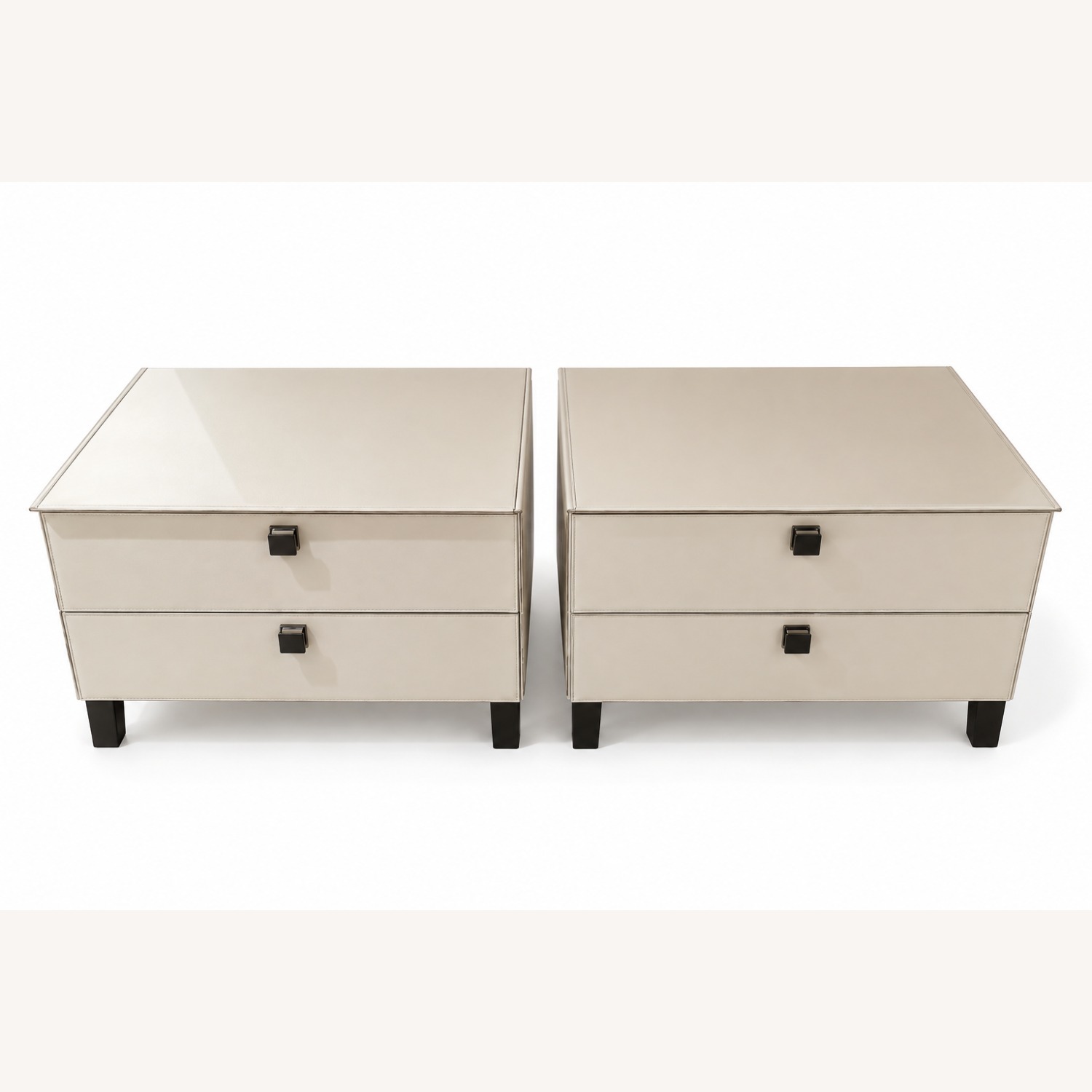 Poltrona Frau Ivory Leather 2-Drawer Nightstands - image-3