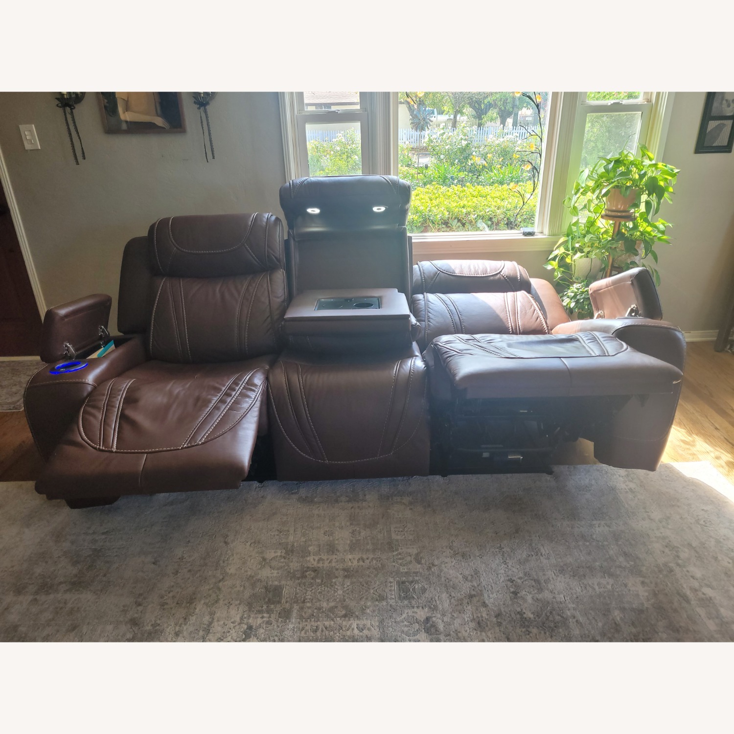 Pair of Genuine Leather Electric Sofas - image-2