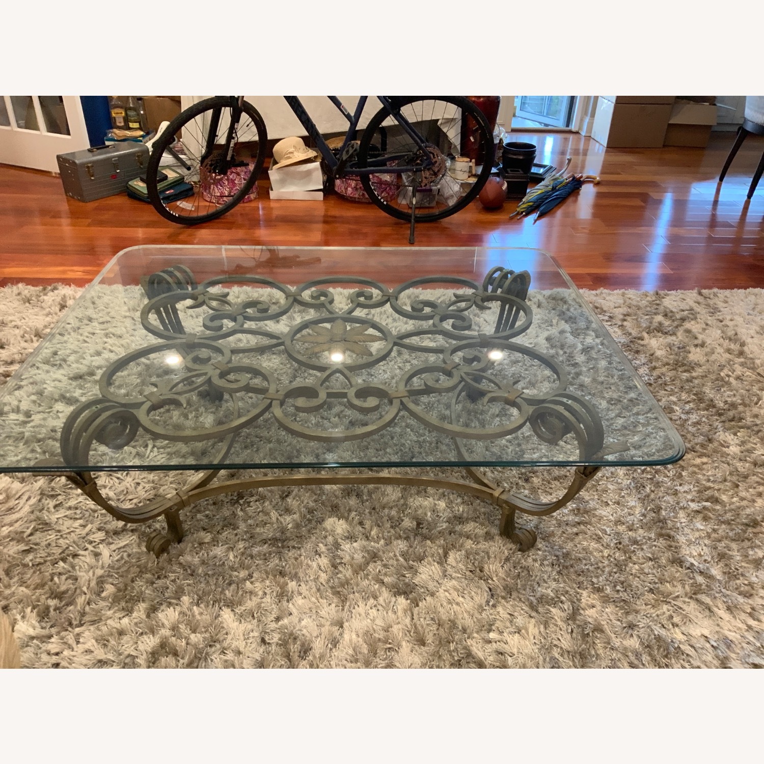 Glass and metal cocktail table. - image-1