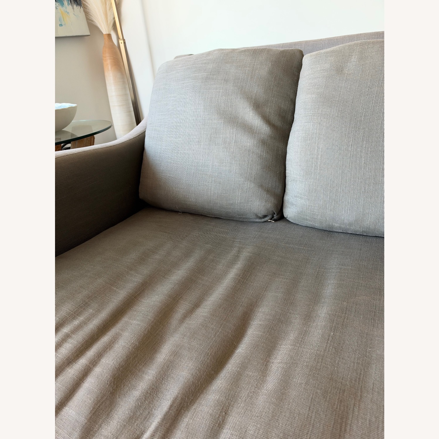 Crate & Barrel Gray Linen Fabric 3+ Seater Sofa - image-4