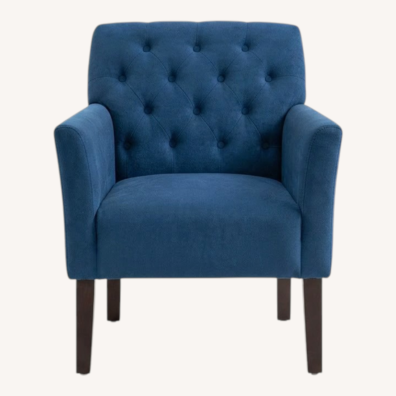 West Elm Elton Blue Velvet Armchair and matching Ottoman - image-0