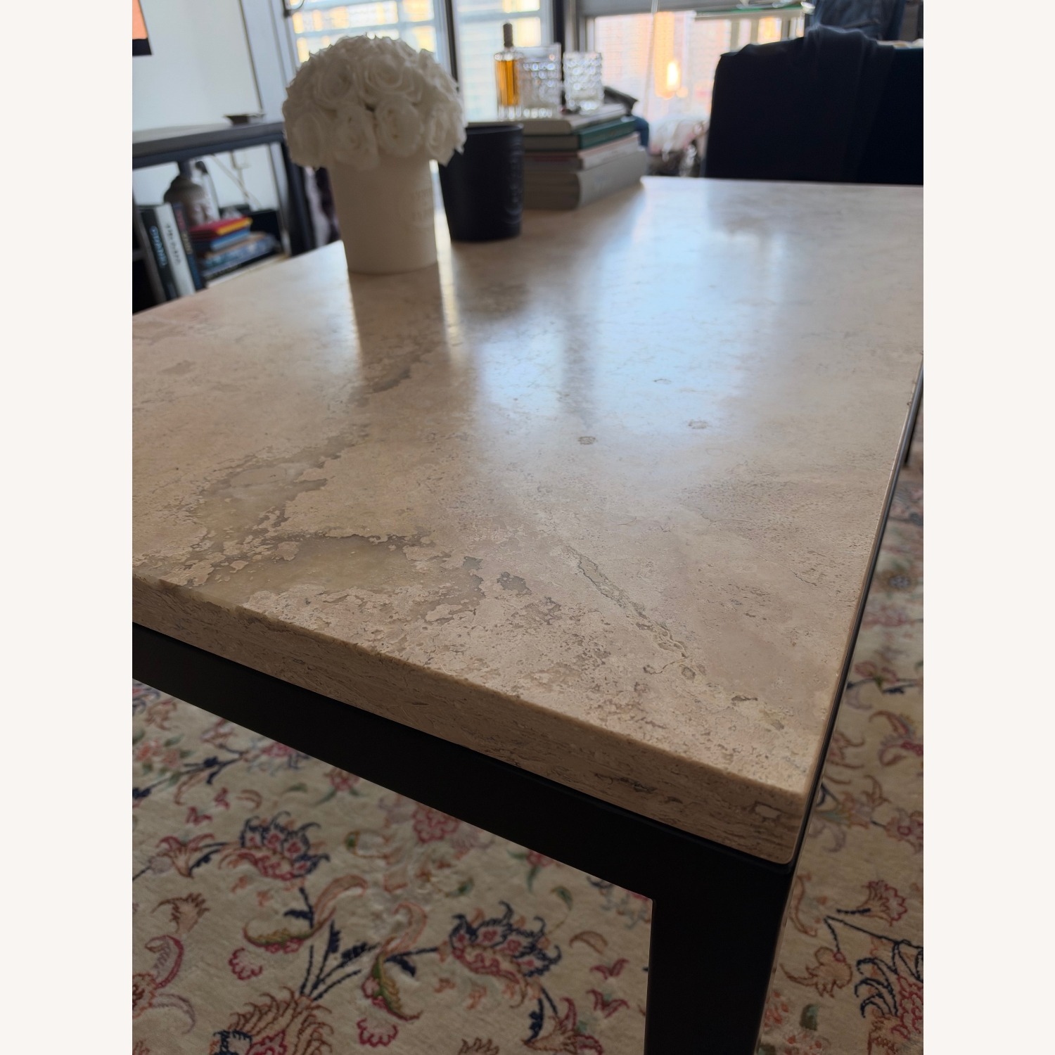 Crate & Barrel Natural Travertine Coffee Table - image-2