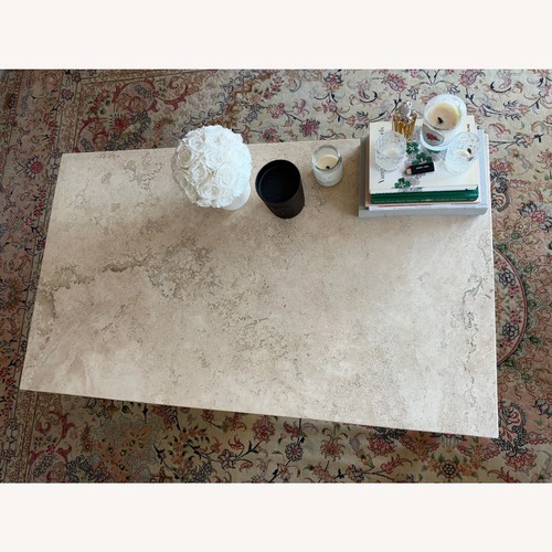 Used Crate & Barrel Natural Travertine Coffee Table for sale on AptDeco
