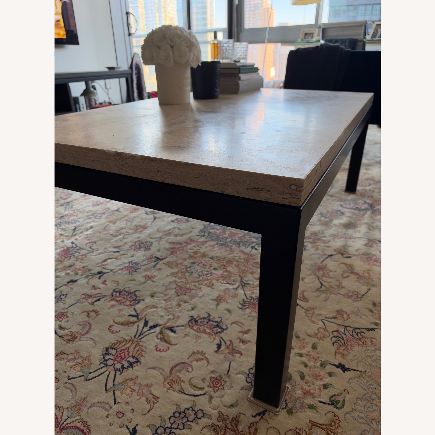 Crate & Barrel Natural Travertine Coffee Table - image-3
