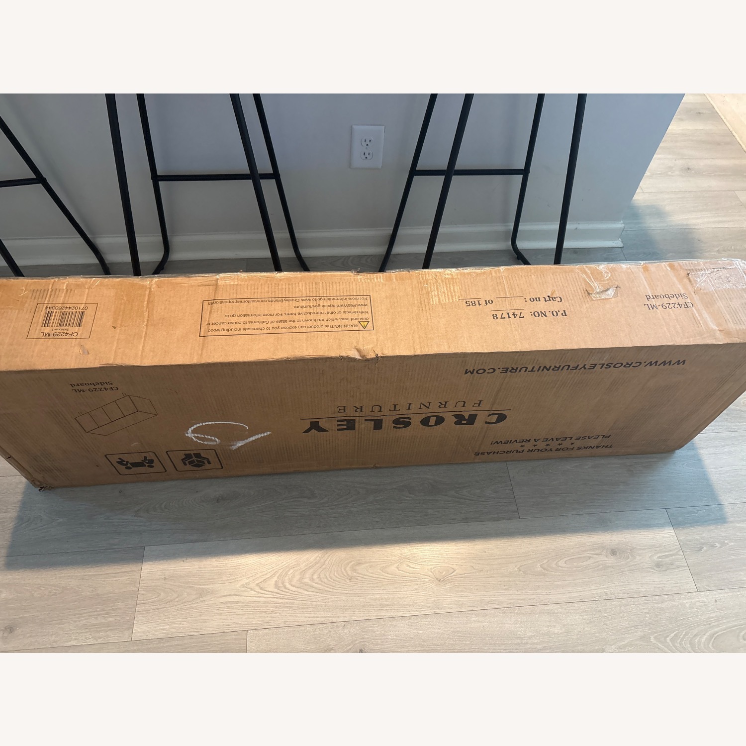 Boxed Crosley Levi Burl Tone Sideboard Storage - image-1