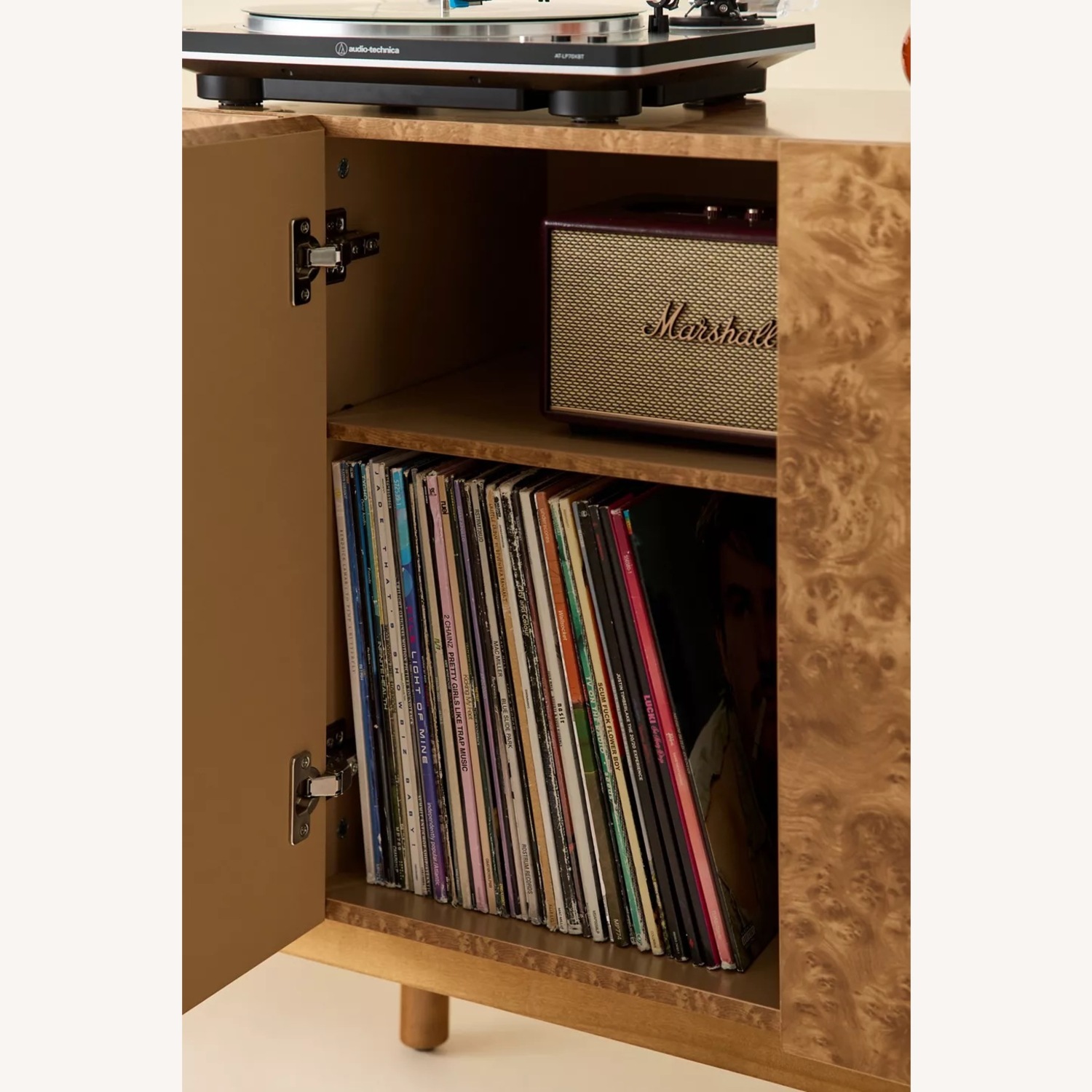 Boxed Crosley Levi Burl Tone Sideboard Storage - image-3