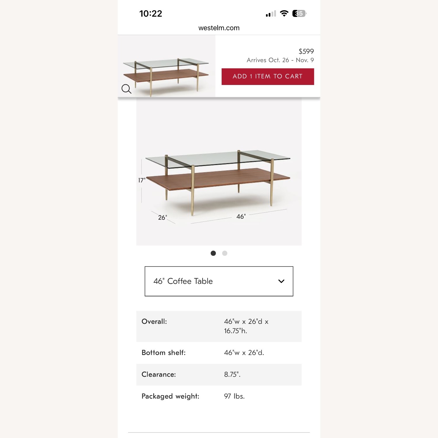 West Elm Mid-Century Art Display Coffee Table  - image-1