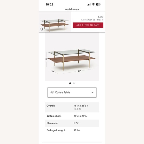 Used West Elm Mid-Century Art Display Coffee Table  for sale on AptDeco