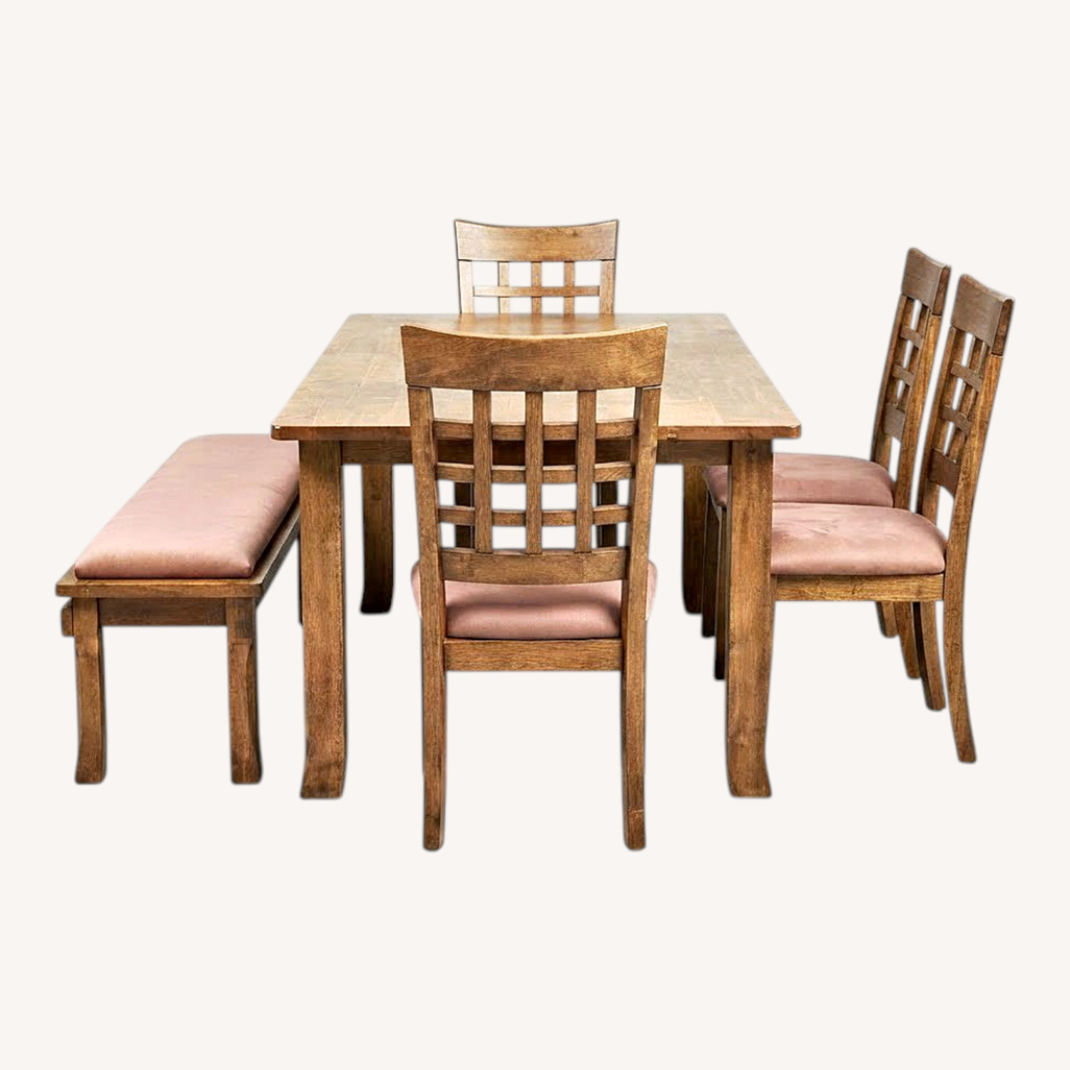 Rustic Dining Set with Padded Bench - image-0