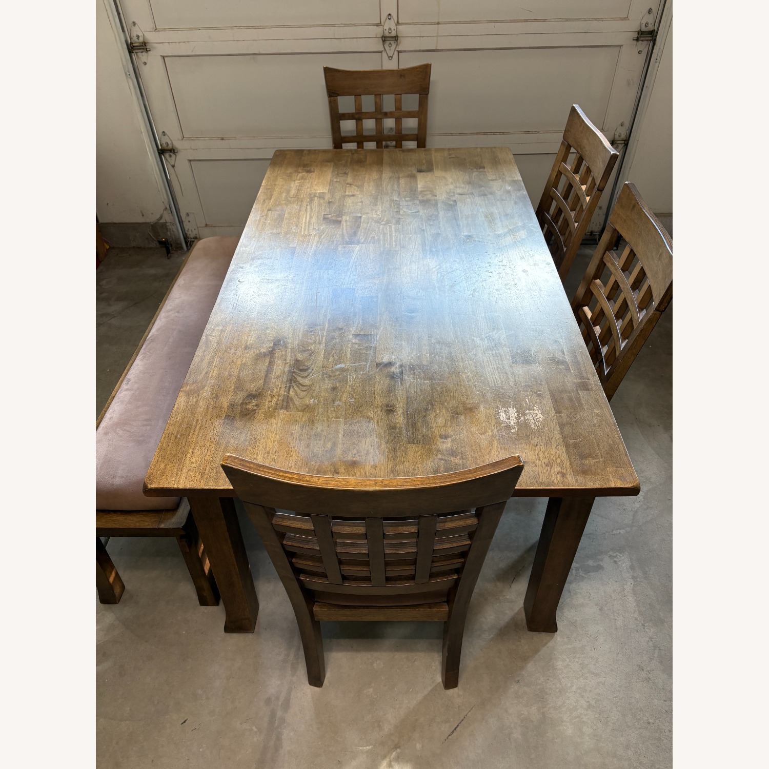 Rustic Dining Set with Padded Bench - image-3