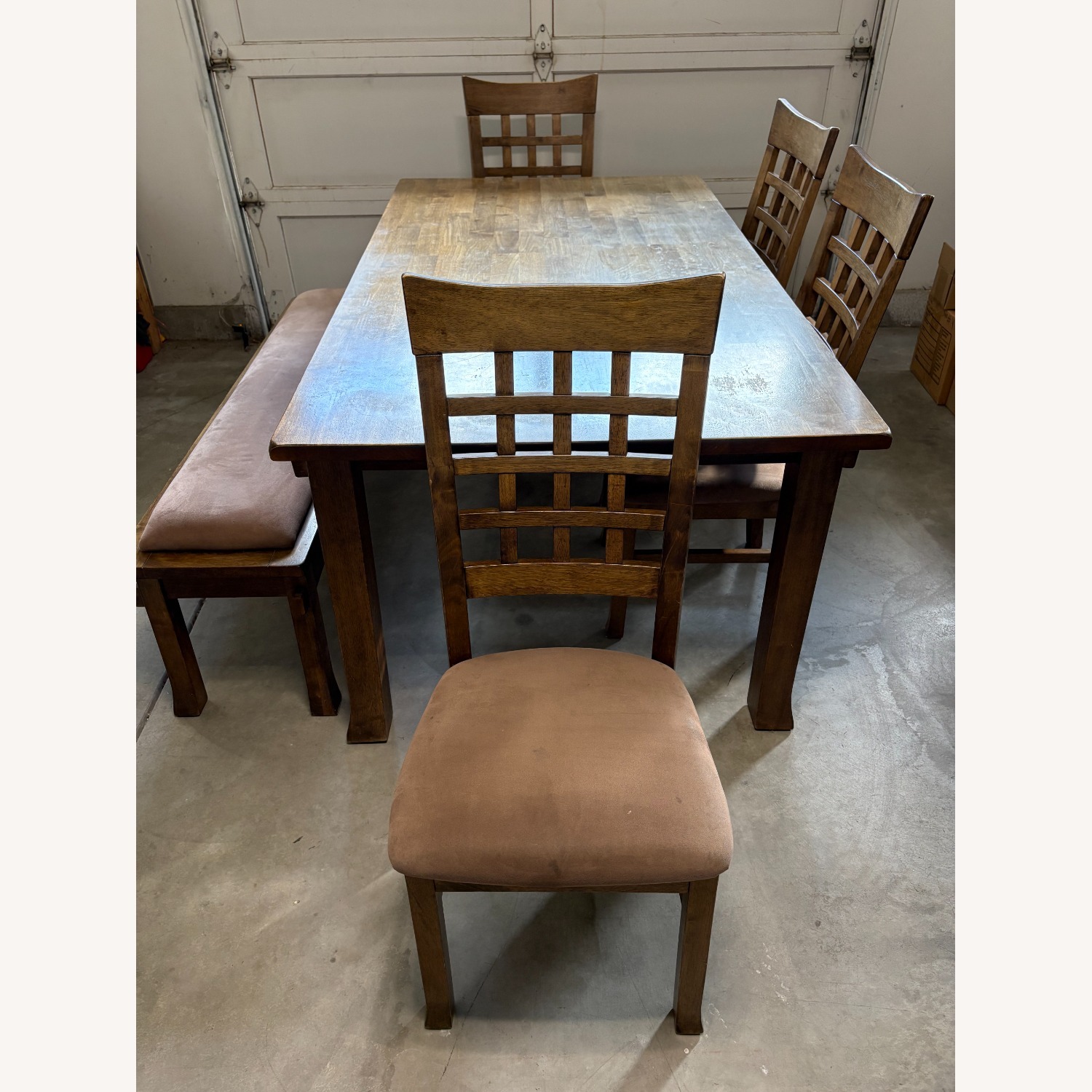 Rustic Dining Set with Padded Bench - image-2