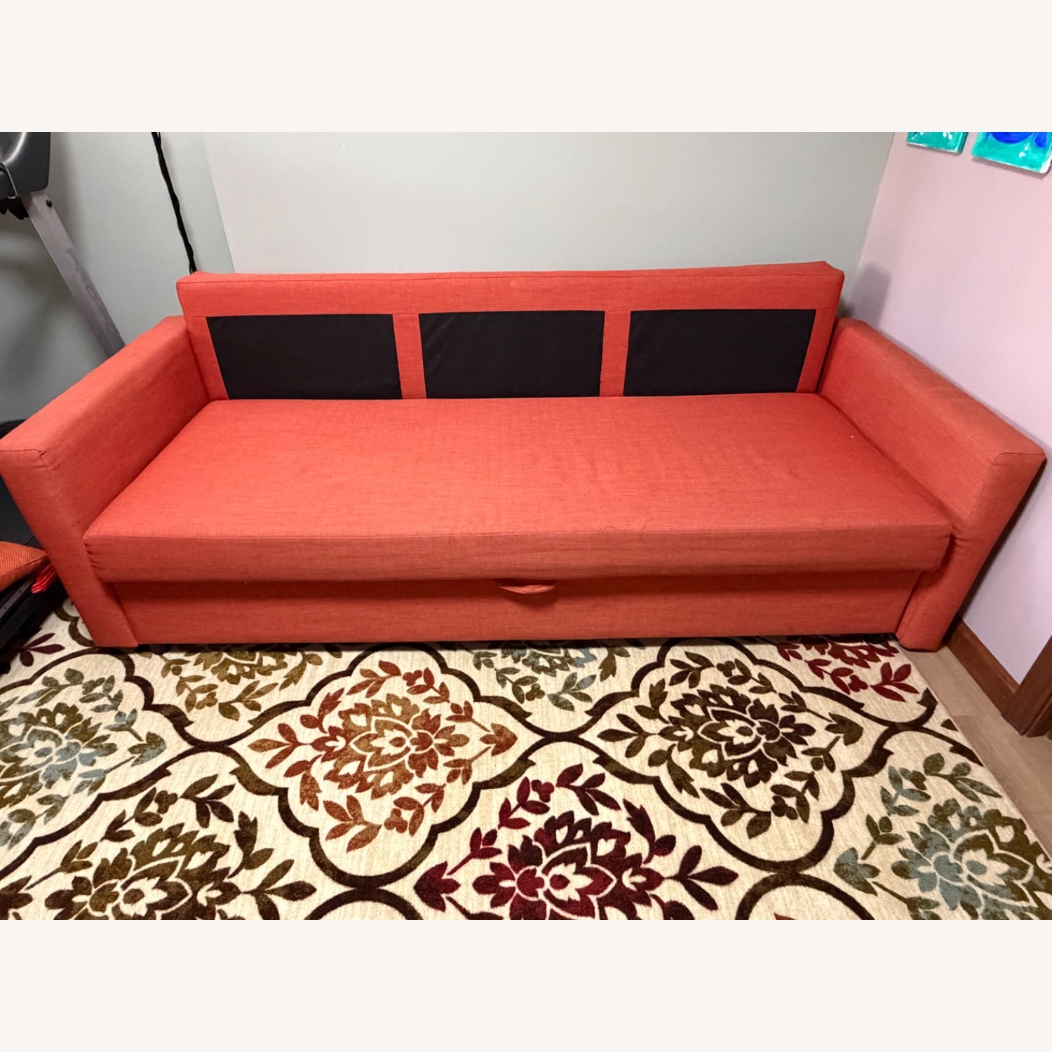 IKEA FRIHETEN Orange Fabric Sleeper Sofa - image-2