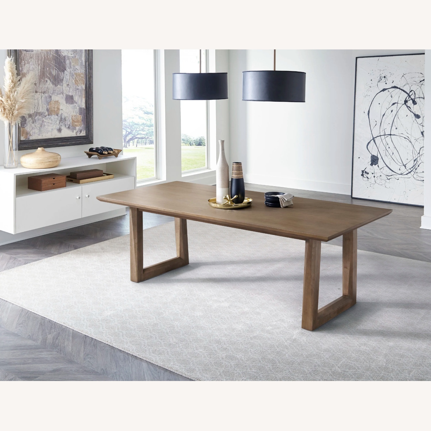8-Seater Solid Wood Dining Table with Chairs - image-4